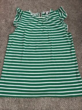 Crown and Ivy NWOT bright green and white striped ruffle top, $14